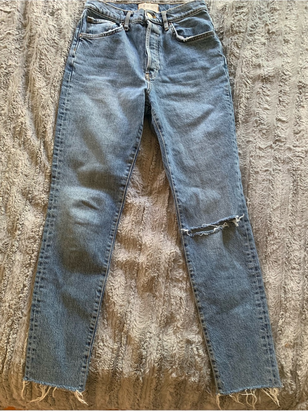 We the Free Button Fly Classic High-Rise  Jeans in Medium Blue Denim Size 29